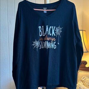 Black V-Neck Graphic Tee